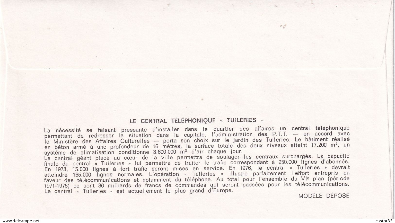 1er Jour, Centre Téléphonique, Tuileries - 1970-1979