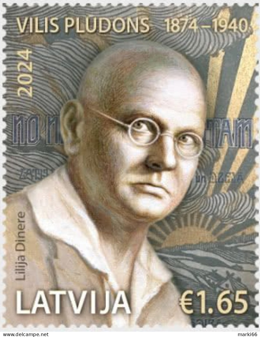 Latvia - 2024 - Vilis Pludonis, Latvian Writer - Mint Stamp - Latvia