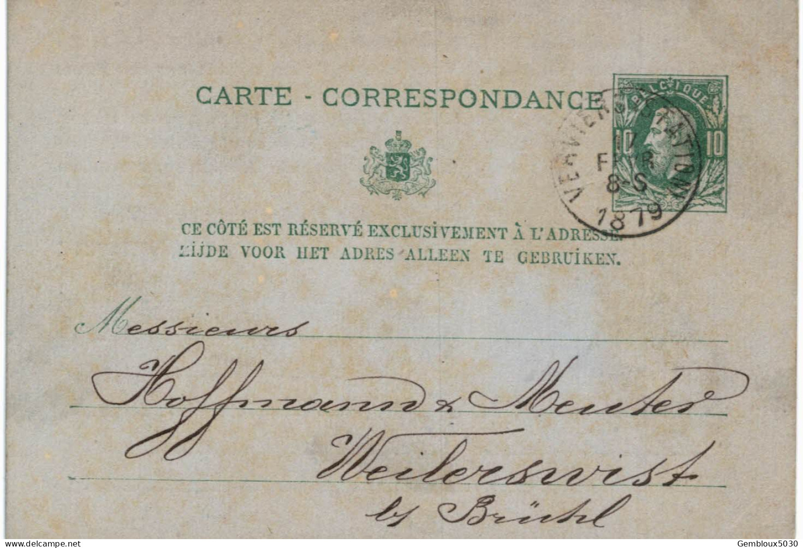 Carte-correspondance N° 30 écrite De Verviers à Weilervist - Letter-Cards