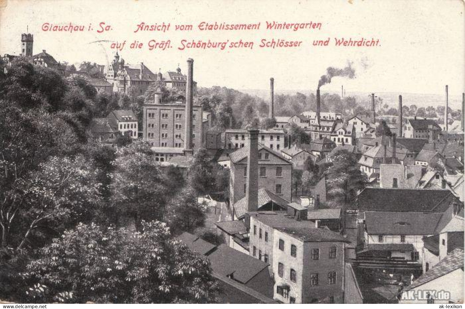 Glauchau Blick Auf Die Gräfl. Schönburg'schen Schlösser Und Wehrdicht C1918 1918 - Glauchau
