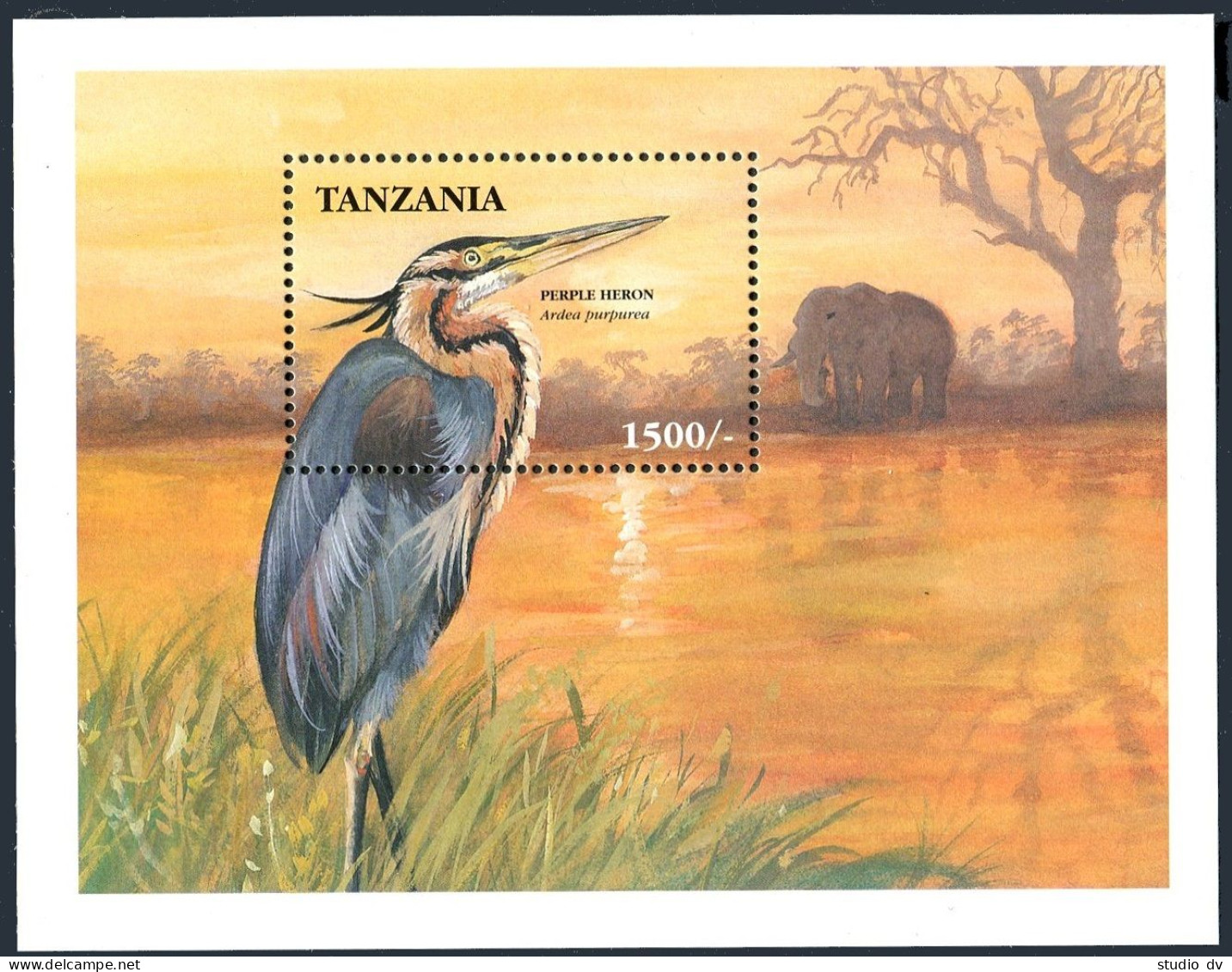 Tanzania 1796, MNH. Birds 1999: Purple Heron. - Tanzania (1964-...)