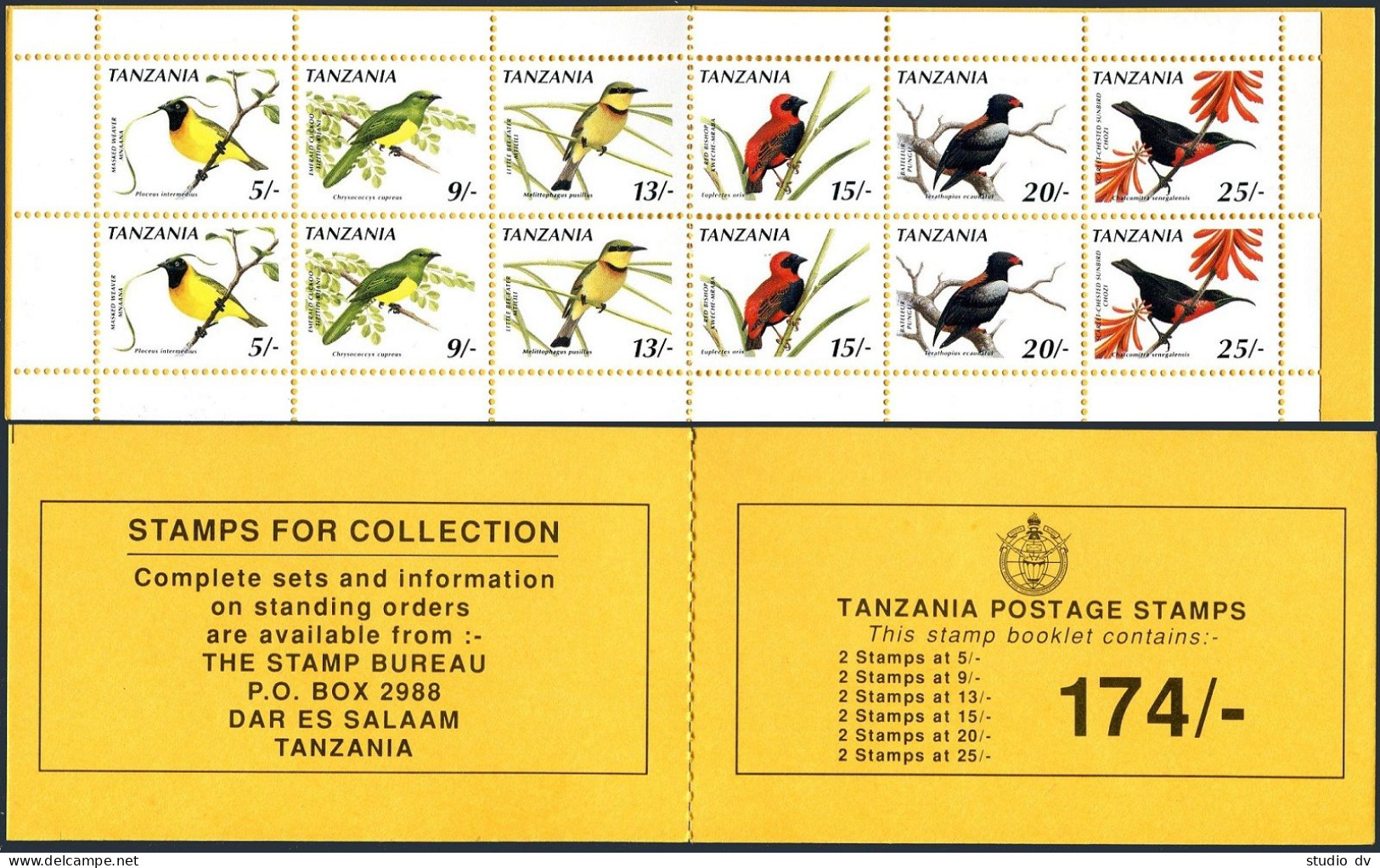 Tanzania 606-611a Booklet, MNH. Michel 735-740 MH. Birds 1991. - Tansania (1964-...)