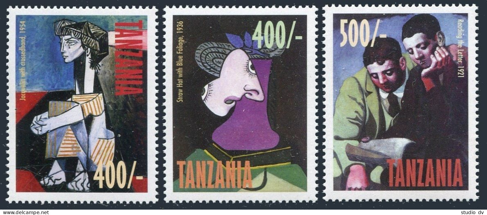 Tanzania 1759-1761, 1762 Sheet, MNH. Pablo Picasso Paintings, 1998. - Tansania (1964-...)