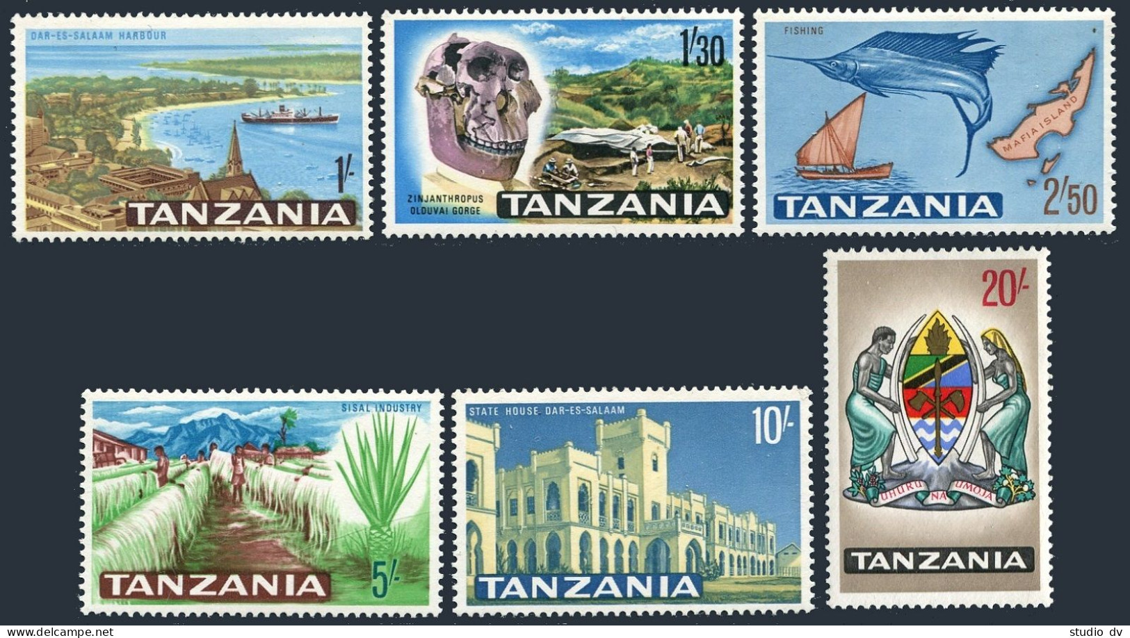 Tanzania 13-18,MNH.Mi 13-18. Dar Es Salaam Harbor,Prehistoric Man,Sailfish,1985. - Tanzania (1964-...)