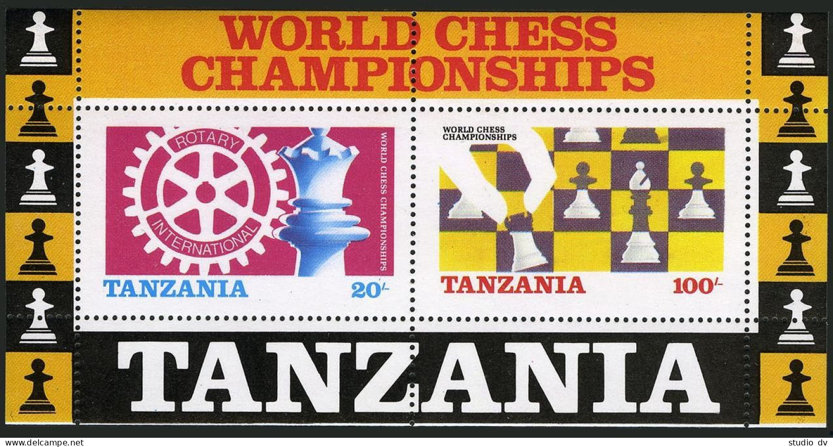 Tanzania 305a Sheet, MNH. Mi Bl.54. Rotary-1986. World Chess Championships. - Tanzania (1964-...)