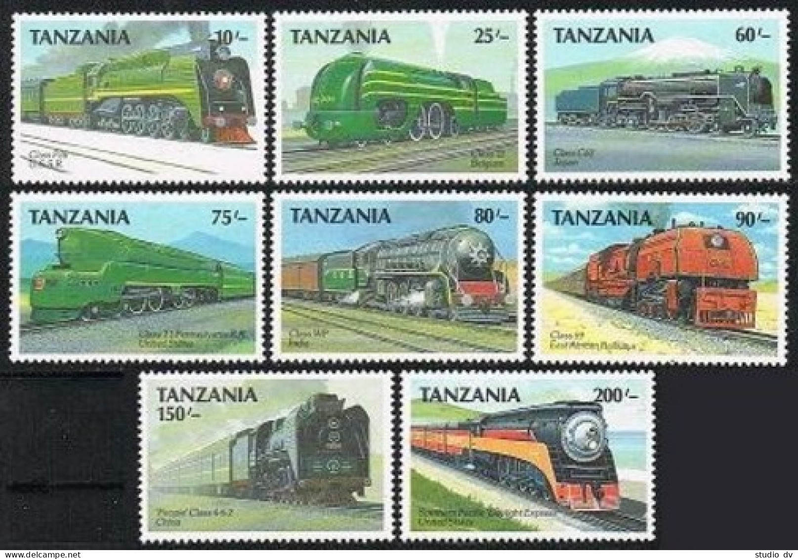 Tanzania 478-485,486-487,MNH.Michel 573-580,Bl.94-95. Steam Locomotives,1989. - Tanzania (1964-...)