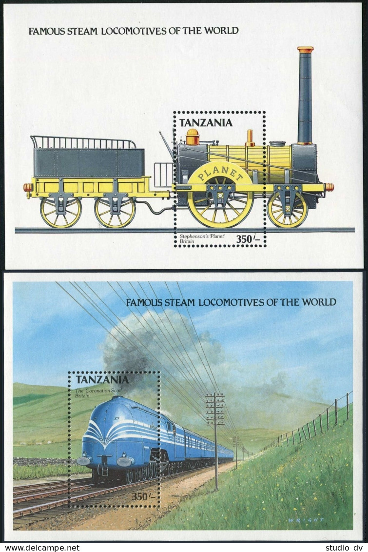 Tanzania 478-485,486-487,MNH.Michel 573-580,Bl.94-95. Steam Locomotives,1989. - Tanzania (1964-...)