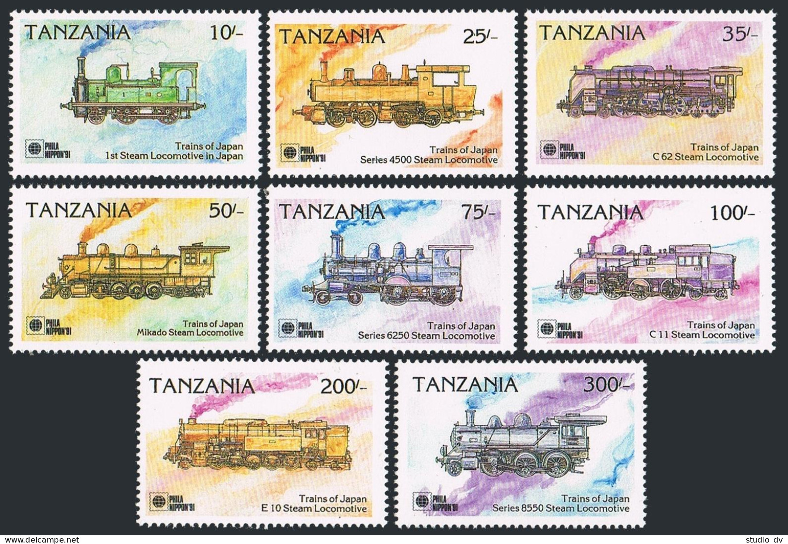 Tanzania 705-712,713-716,MNH.Mi 872-883. PhilNIPPON-1991.Japanese Locomotives. - Tanzania (1964-...)