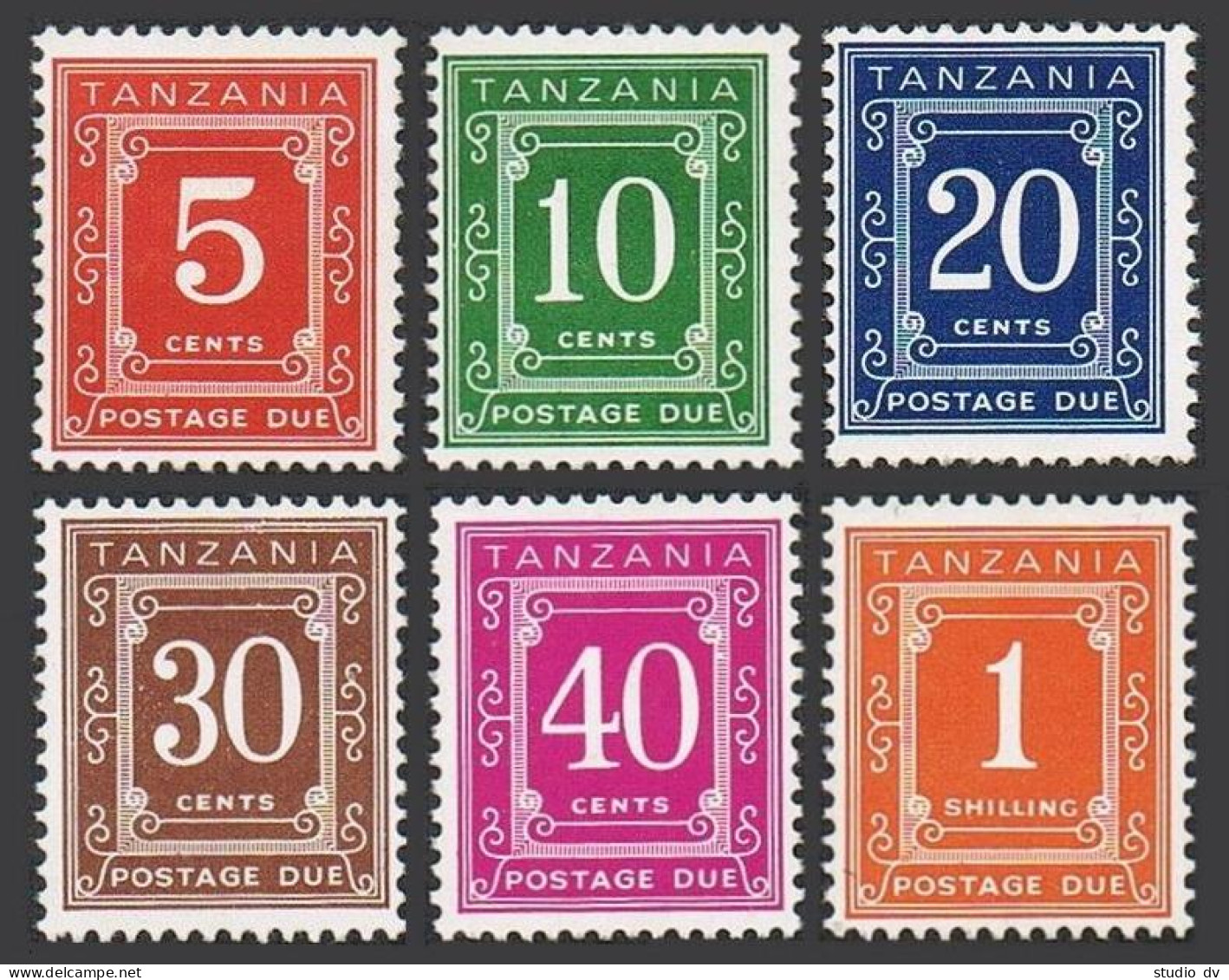 Tanzania J1a-J6a Perf 14x13.5,MNH.Michel P1-P6. Postage Due Stamps 1967.Numeral. - Tanzania (1964-...)