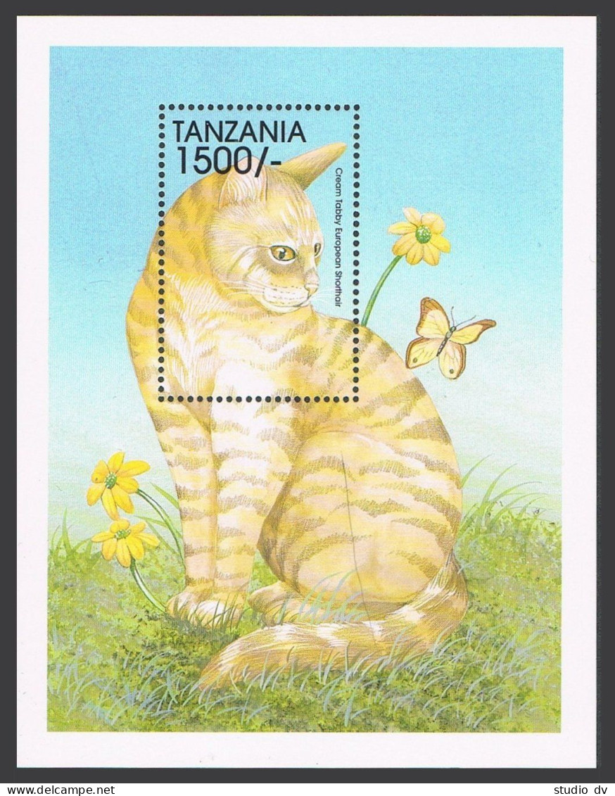 Tanzania 1815,MNH. Cats 1999.Cream Tabby European Shorthair.Butterfly. - Tanzania (1964-...)