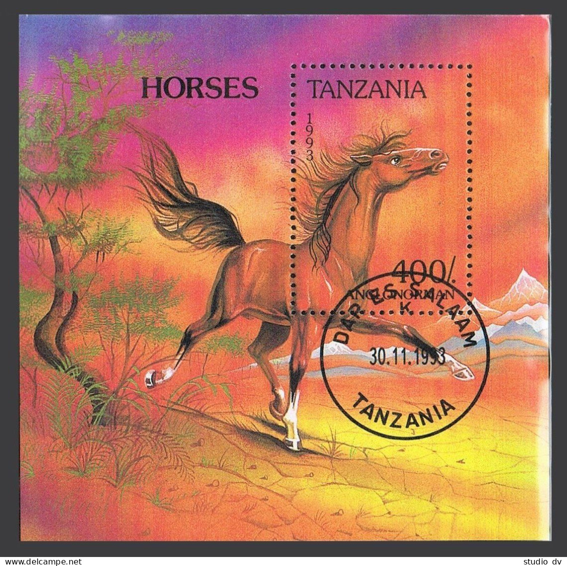 Tanzania 1159,CTO.Michel 1684 Bl.235. Horses 1993. - Tanzanie (1964-...)