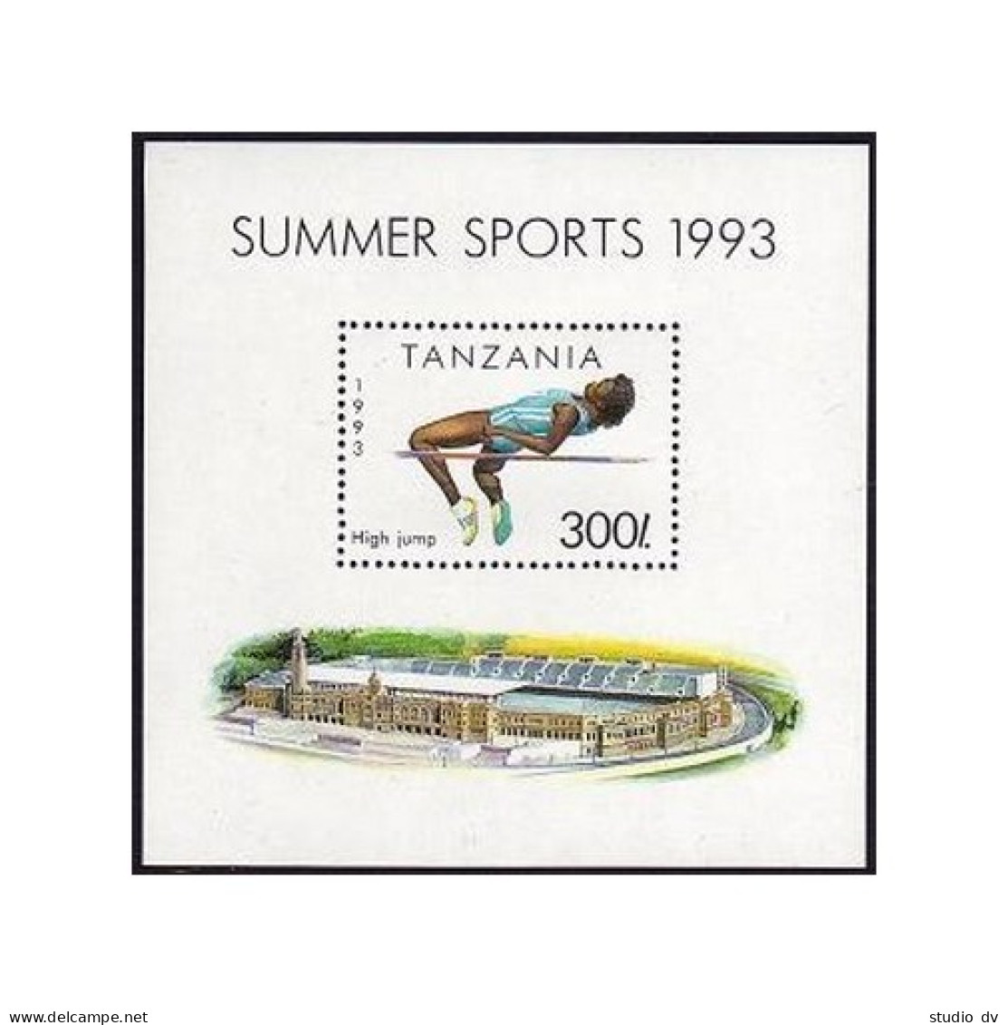 Tanzania 1025,lightly Hinged.Michel 1474 Bl.212. Sport 1992:High Jump. - Tanzania (1964-...)