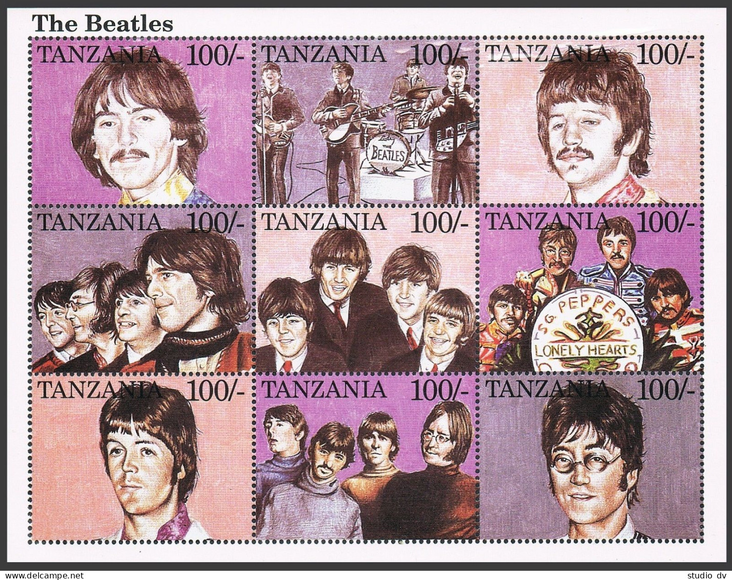 Tanzania 1334-1335 Ai,1336-1337 Sheets,MNH.Michel 2140-2159. The Beatles,1995. - Tanzanie (1964-...)