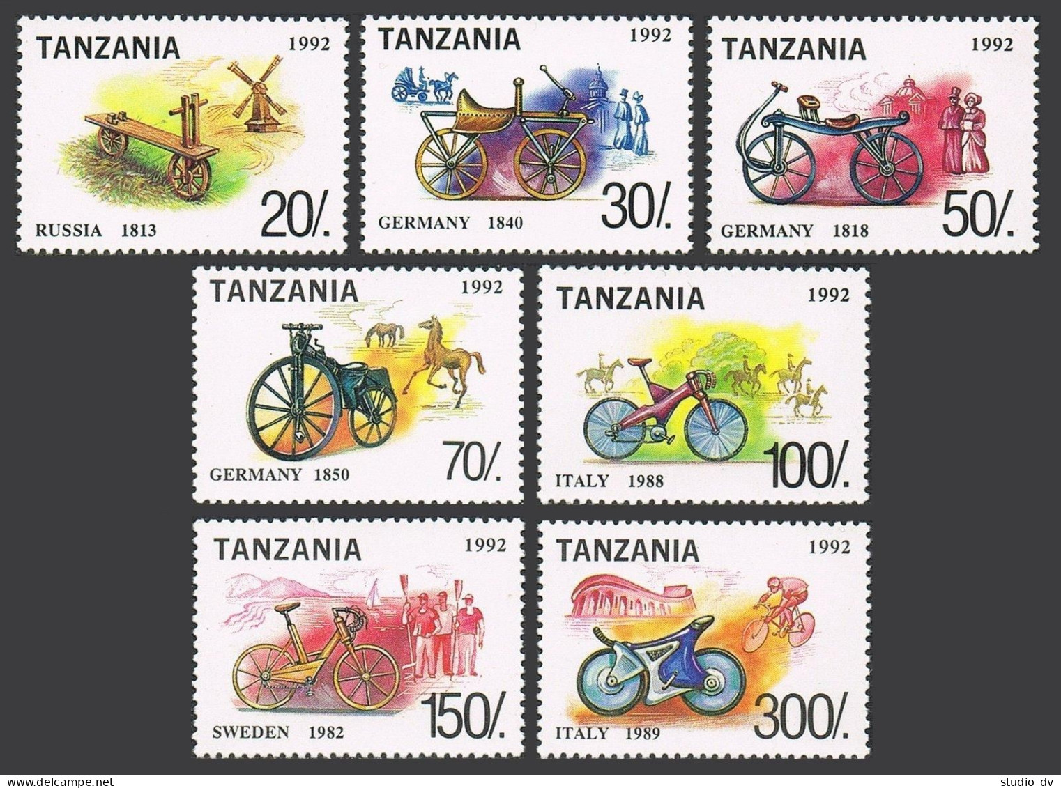 Tanzania 985I-985O, MNH. Michel 1437-1443. Bicycles, 1992. - Tanzania (1964-...)