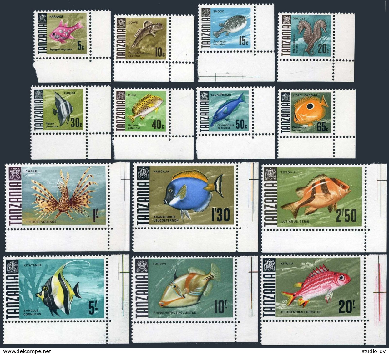 Tanzania 19-26,28-29,31-34,MNH.Michel 19-34. Fish 1967-1971. - Tanzanie (1964-...)