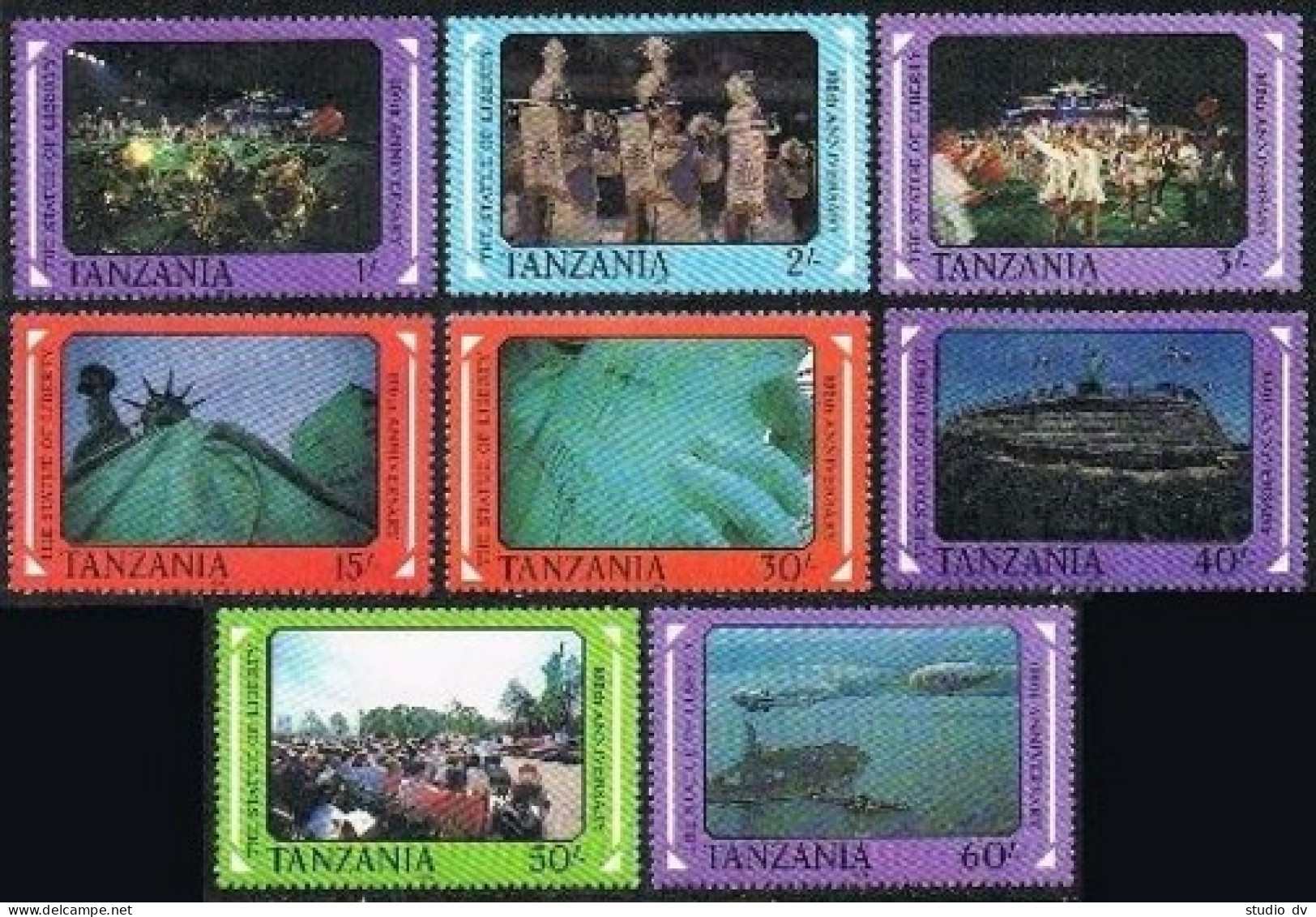 Tanzania 395a-395h,hinged. 1988.Statue Of Liberty,centenary In 1986. - Tanzanie (1964-...)
