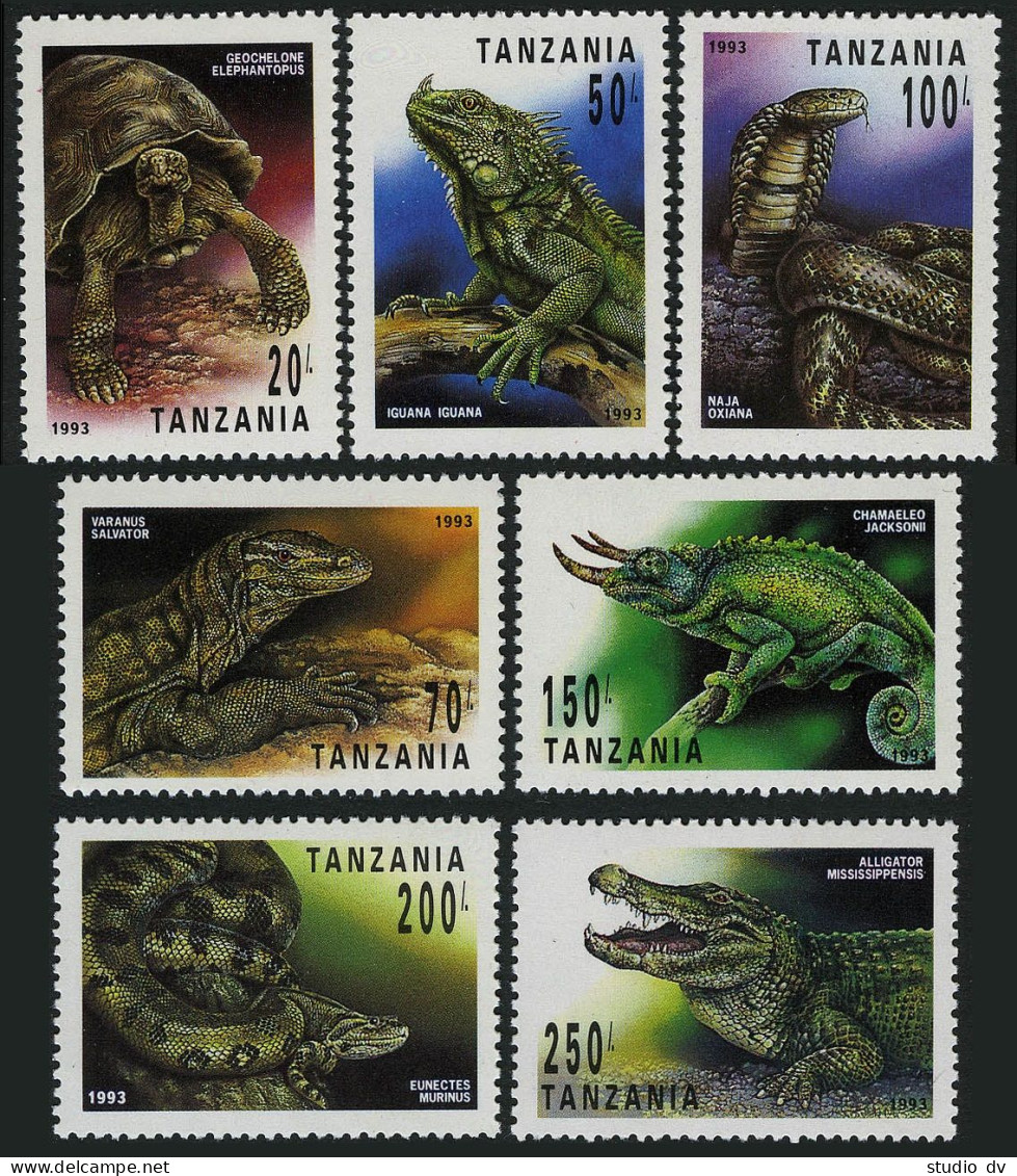 Tanzania 1128-1135,lightly Hinged.Reptiles:Lizard,Iguana,Snakes,Turtle,Alligator - Tanzanie (1964-...)