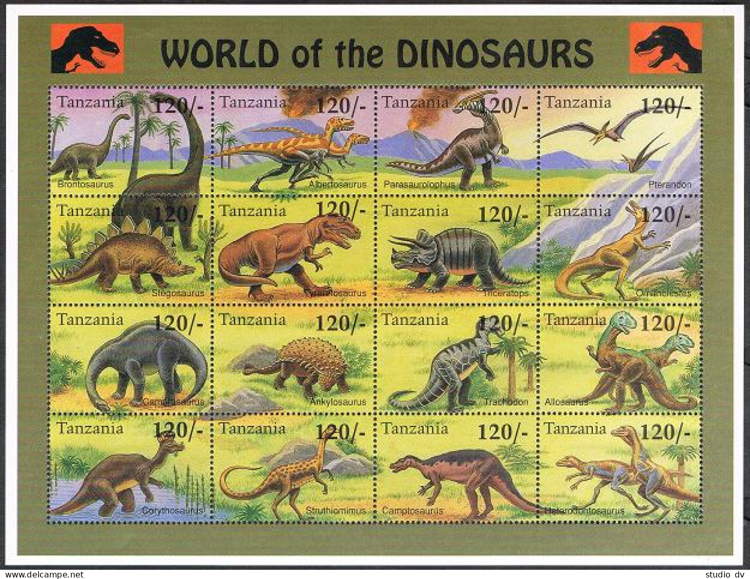 Tanzania 1252 Sheet, MNH. Michel 1984-2015,Bl.274. Dinosaurs 1994.Brachiosaurus. - Tanzanie (1964-...)