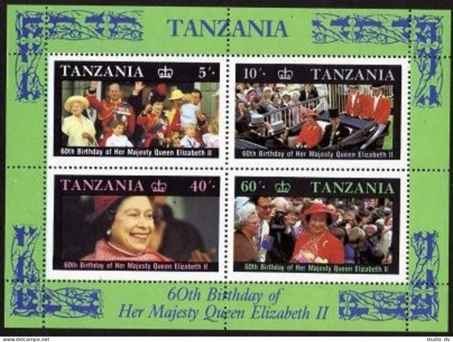Tanzania 333-336, 336a, MNH. Michel 391-394, Bl.64. Queen Elizabeth QE II, 1987. - Tanzania (1964-...)