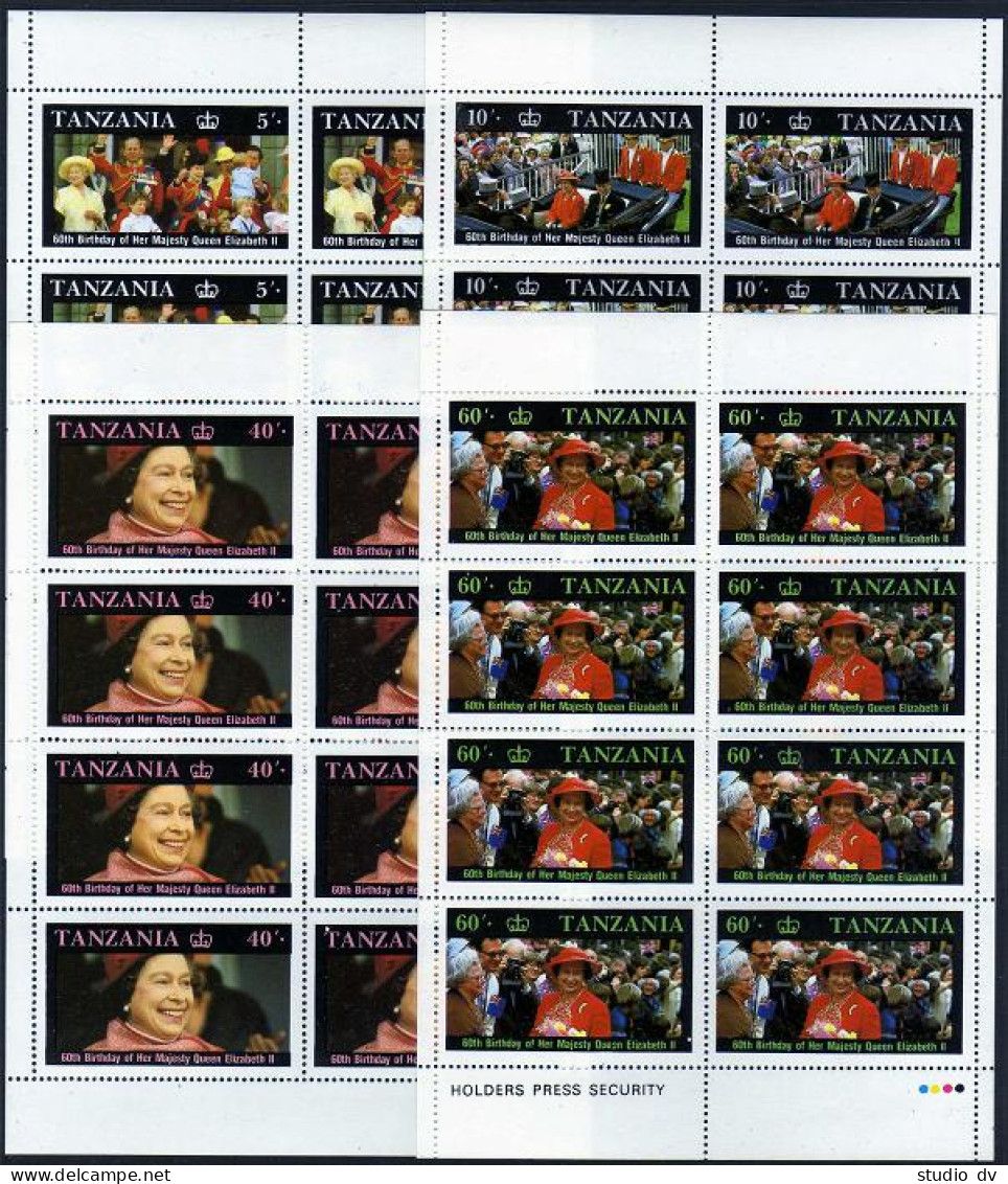 Tanzania 333-336 Sheets, MNH. Michel 391-394 Klb. Queen Elizabeth QE II, 1987. - Tanzania (1964-...)