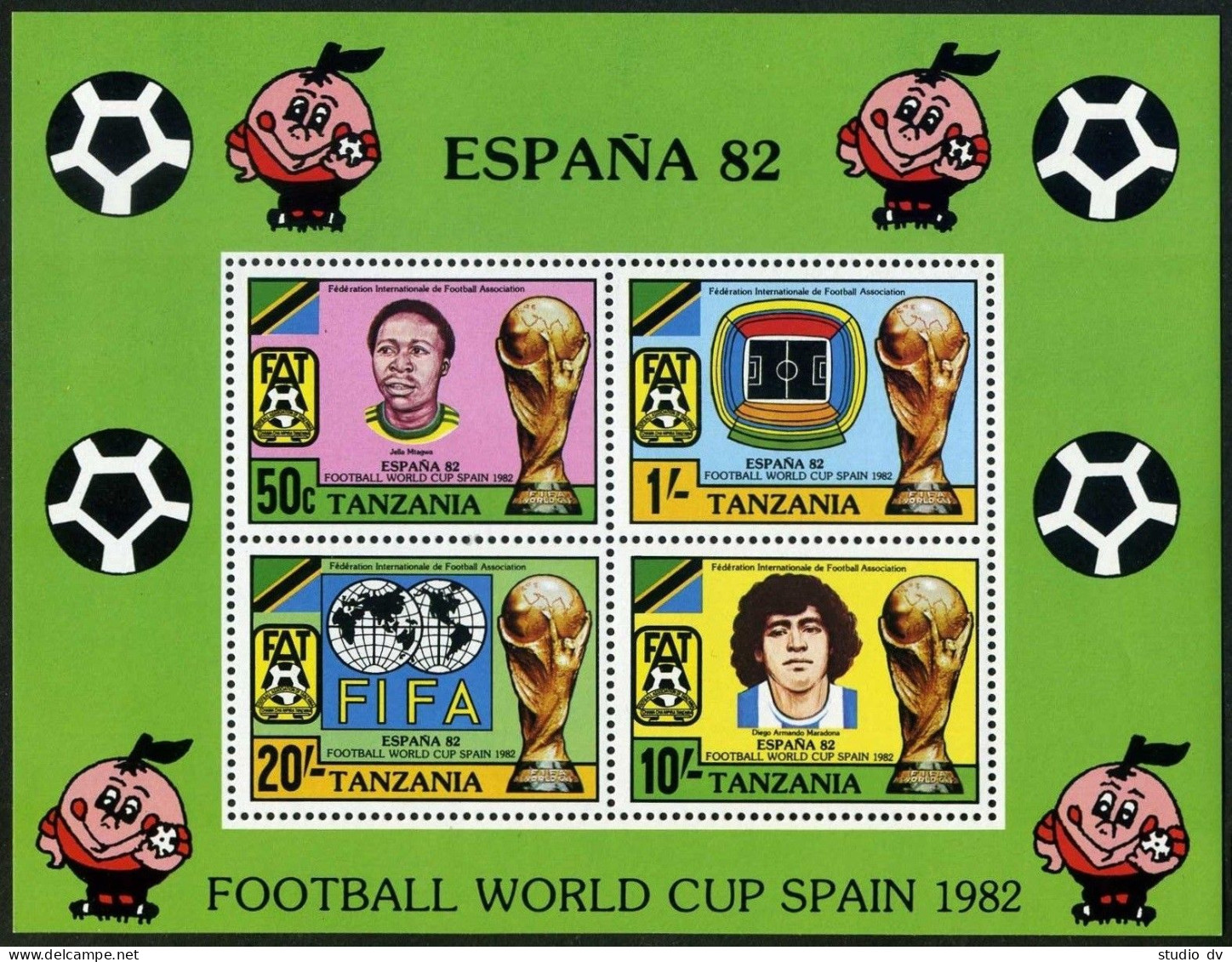 Tanzania 197-200,200a, MNH. Michel 197-200, Bl.27. World Soccer Cup Spain-1982. - Tanzanie (1964-...)