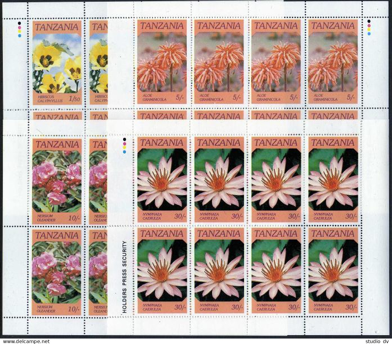 Tanzania 315-318 Sheets, MNH. Michel 324-327. Indigenous Flowers 1986. - Tanzanie (1964-...)
