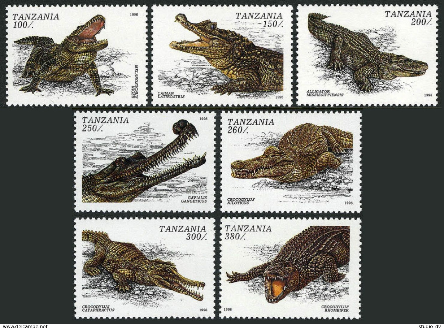 Tanzania 1463-1469,1470,MNH. Crocodiles,Aligators,1996. - Tansania (1964-...)