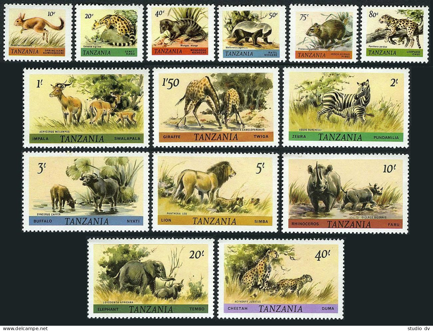 Tanzania 161-174,MNH Damaged Gum As Hinged.Mi 161-174. Animals 1980. Spring Hare - Tansania (1964-...)