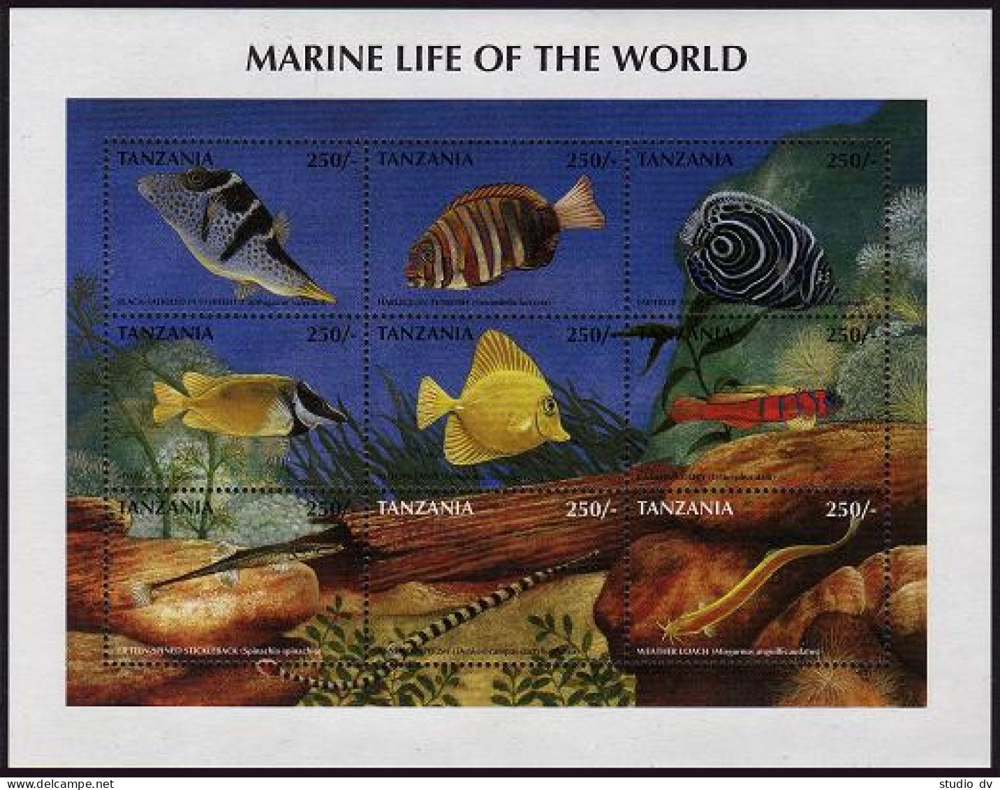 Tanzania 1669-1670,MNH. Marine Life Of The World 1998.Black-saddled Puffer-fish, - Tanzanie (1964-...)