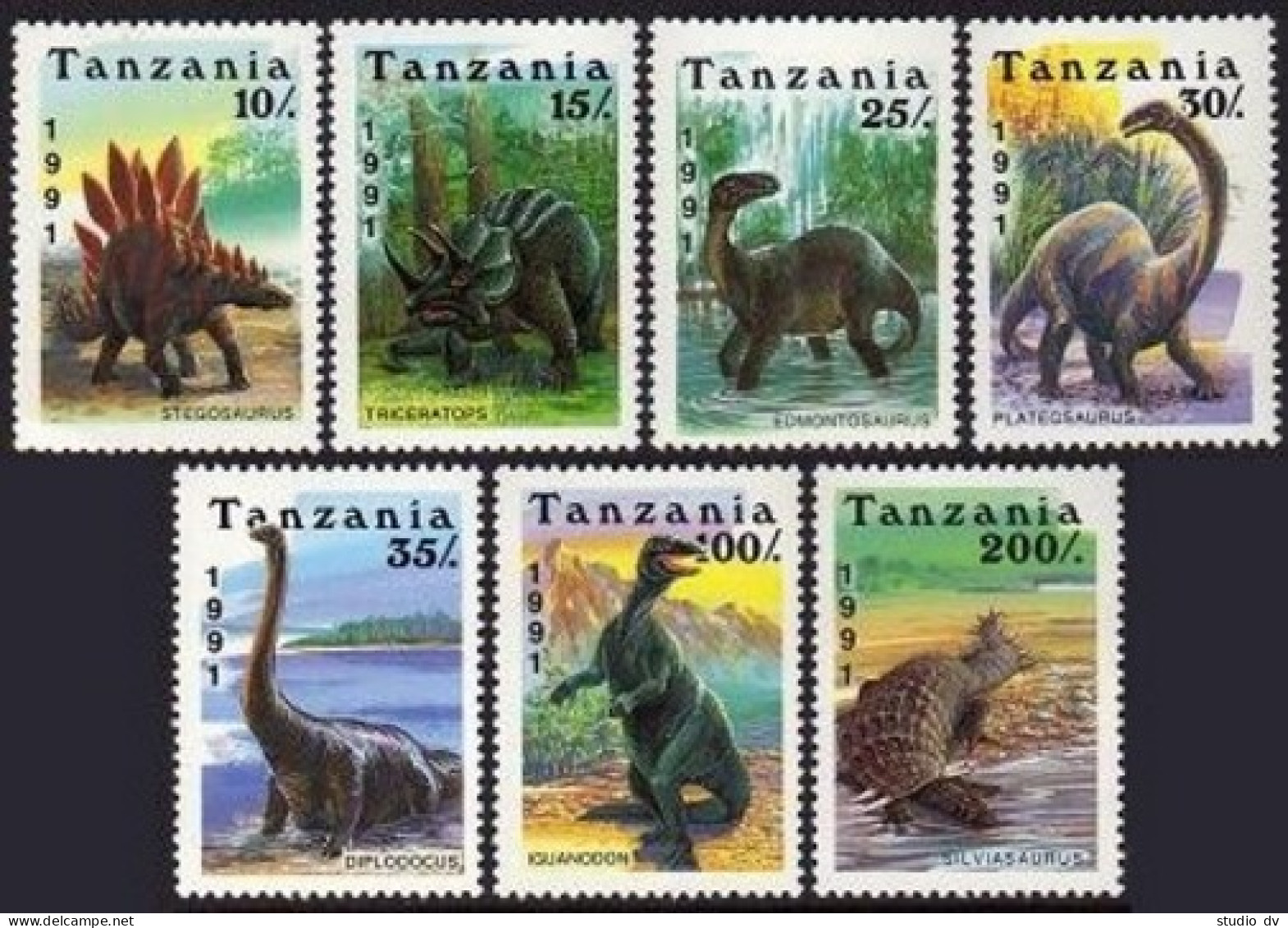 Tanzania 759-765,766,MNH.Michel 854-860,Bl.166. Dinosaurs 1991. - Tanzanie (1964-...)