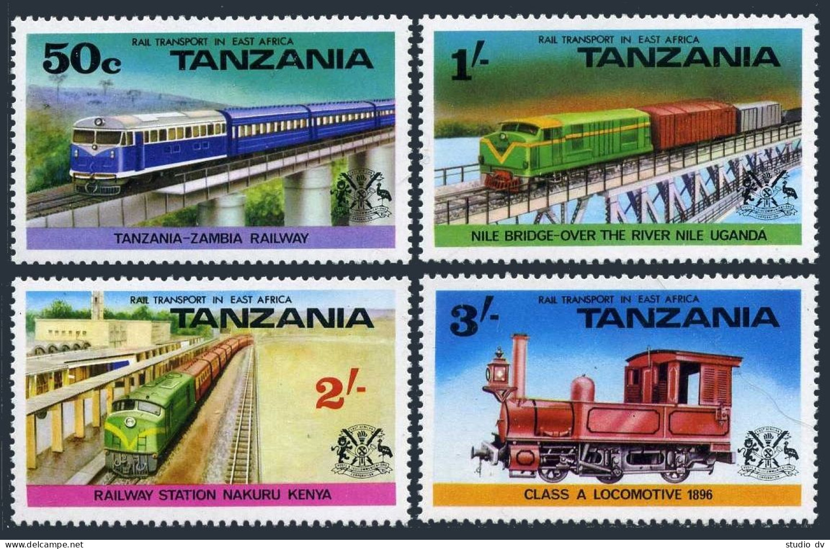 Tanzania 62-65,65a Sheet,MNH. Locomotive,Nile Bridge,Elephant,Antelopes,Leopard. - Tanzania (1964-...)