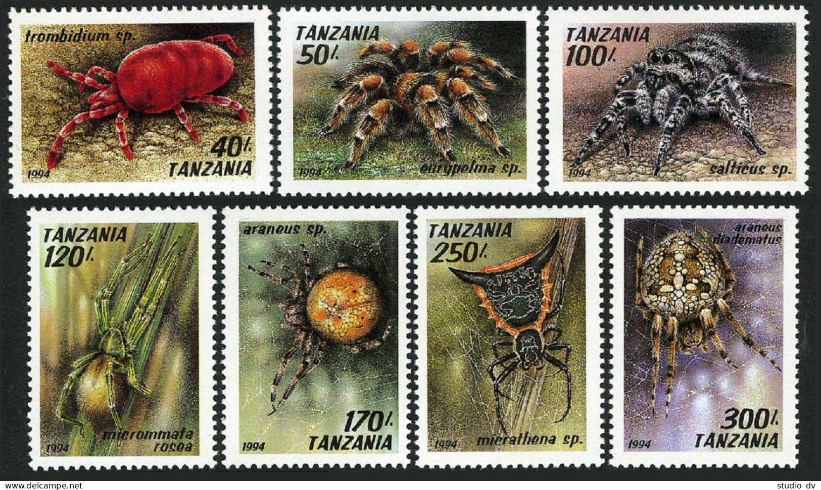 Tanzania 1235-1241, 1242, MNH. Michel 1798-1804, Bl.255 Arachnids, 1994. - Tanzania (1964-...)