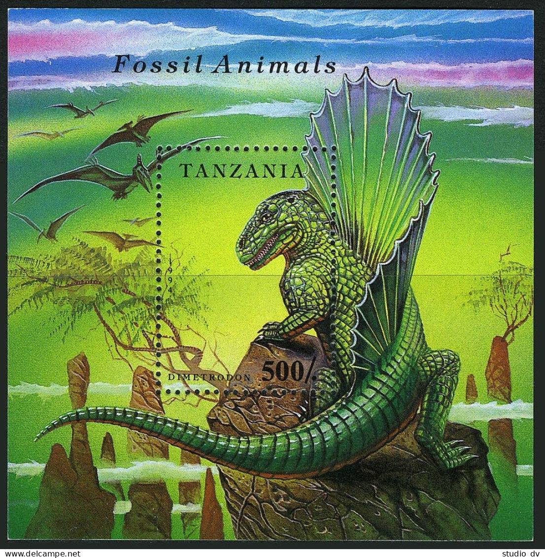 Tanzania 1217-1224,MNH.Michel 1767-1773,Bl.250. Fossil Animals 1994:Dinosaurs. - Tanzanie (1964-...)