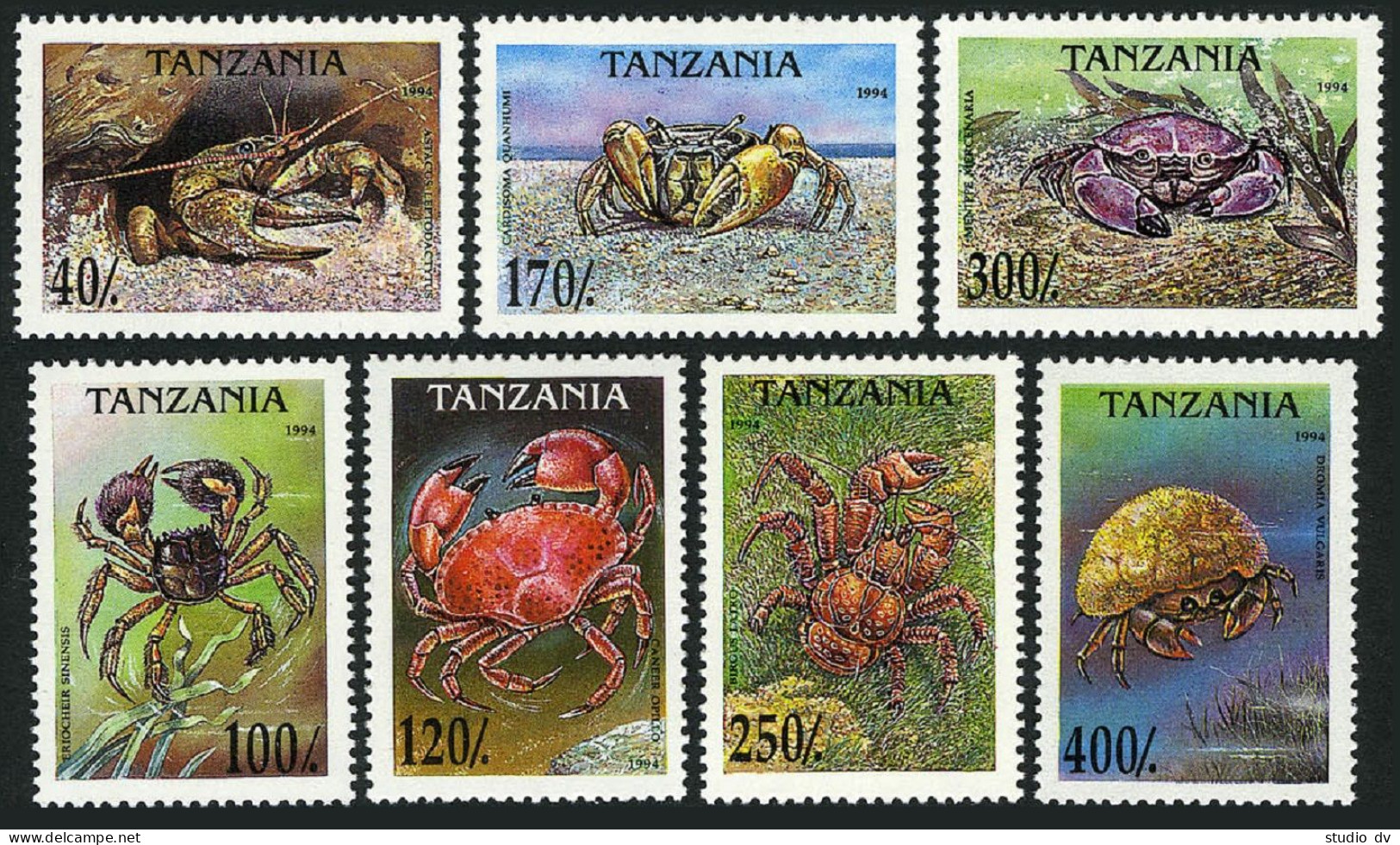 Tanzania 1295-1301,1302,MNH.Michel 1923-1929, 1930 Bl.269. Crabs 1994. - Tanzania (1964-...)