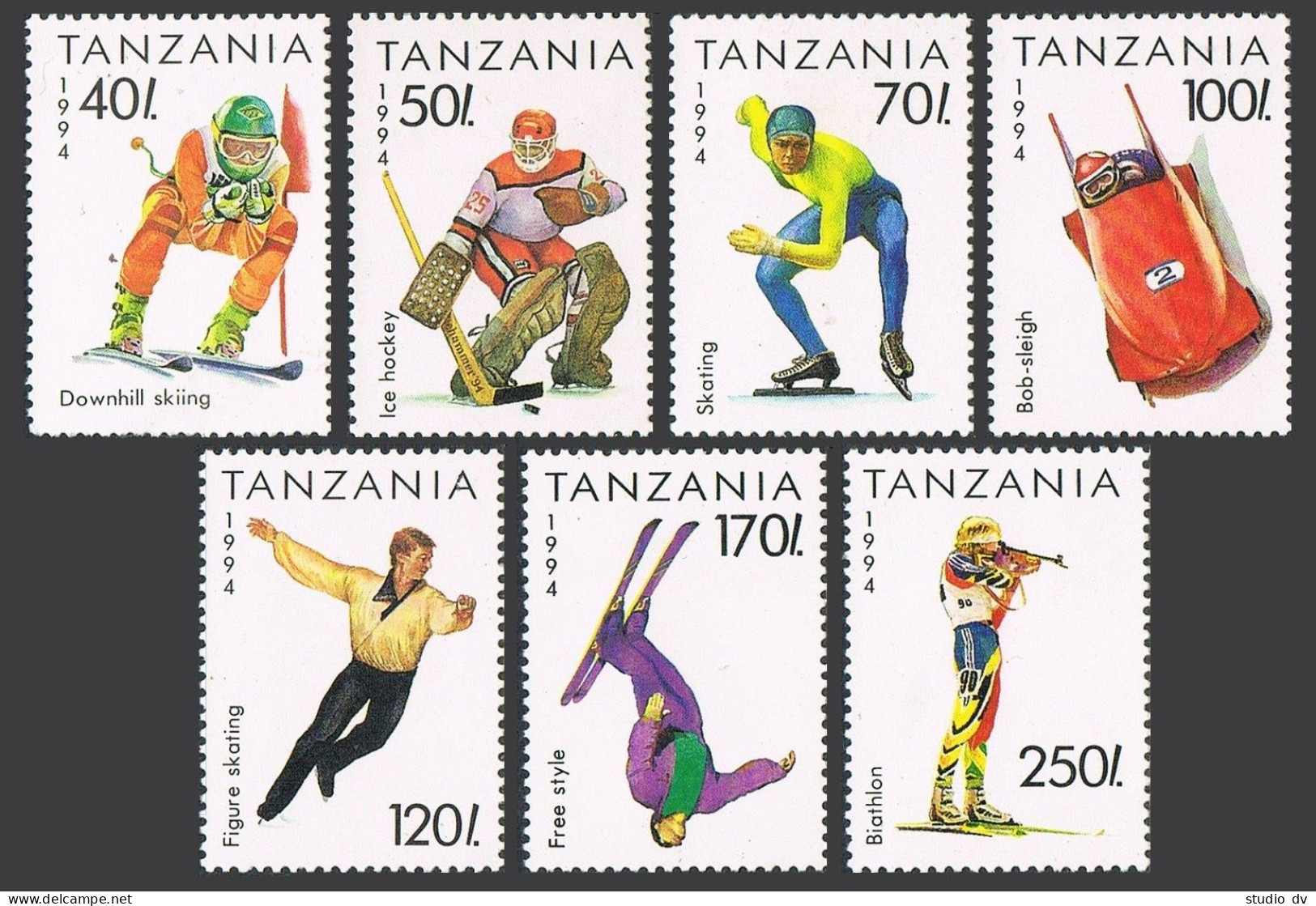 Tanzania 1201-1207,1208,MNH.Michel 1705-1711,Bl.239. Olympics Lillehammer-1994. - Tansania (1964-...)