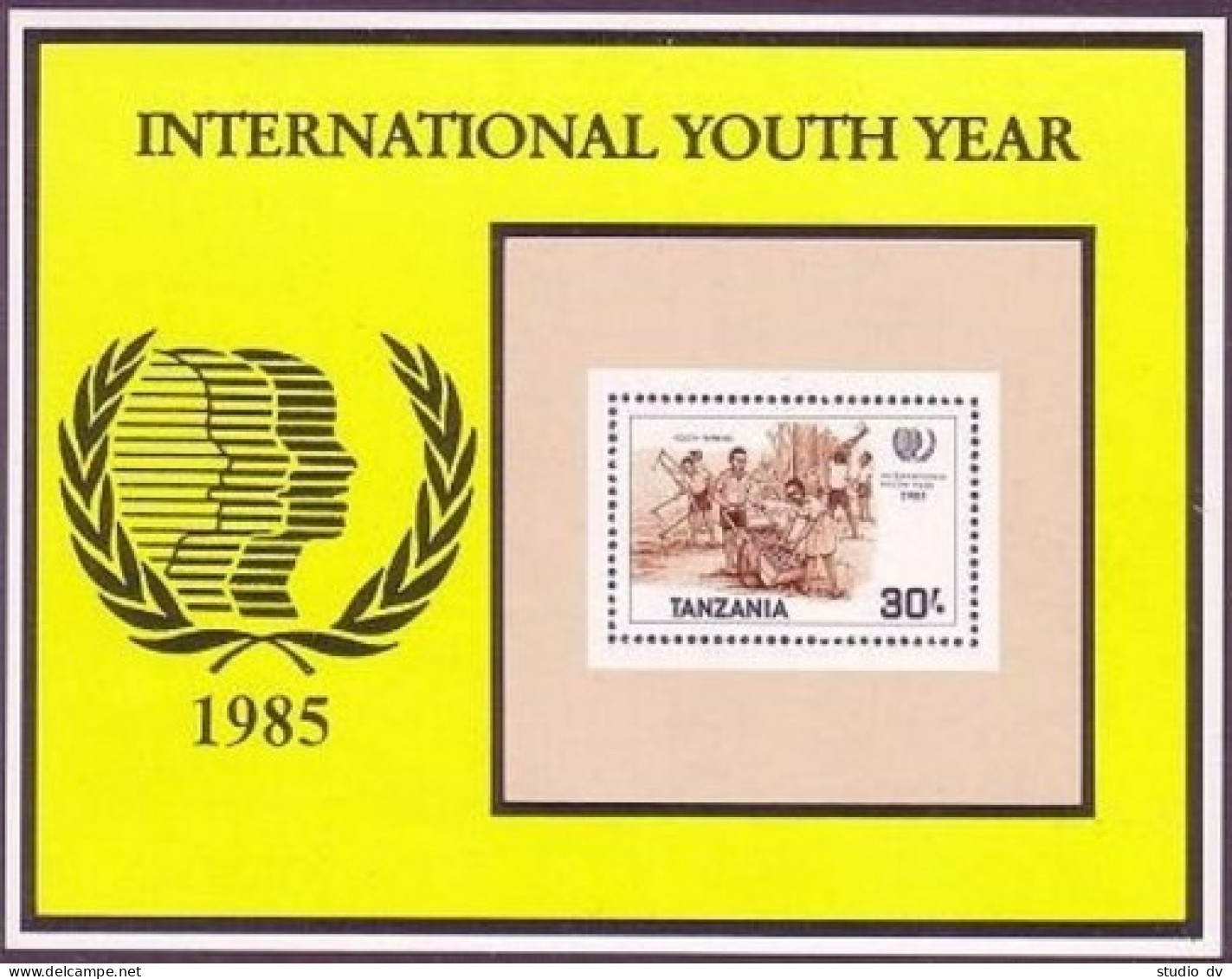 Tanzania 294,MNH.Michel 292 Bl.48. Youth Year IYY-1985.Agriculture.  - Tanzania (1964-...)