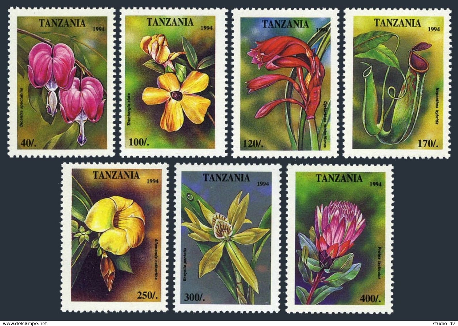 Tanzania 1303-1309,1310,MNH.Michel 1880-1886,Bl.263. Tropical Flowers 1995. - Tanzania (1964-...)
