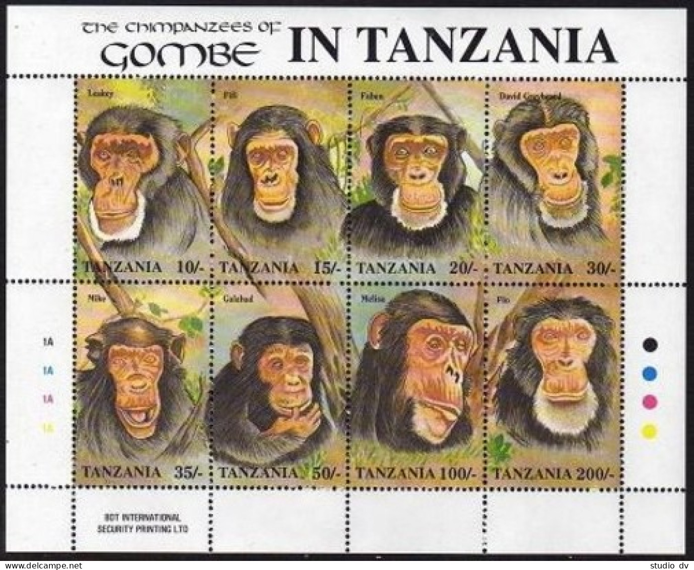 Tanzania 872-875,876,877,MNH.Michel 1229-1241,Bl.177. Chimpanzees Of Gombe,1992. - Tanzanie (1964-...)