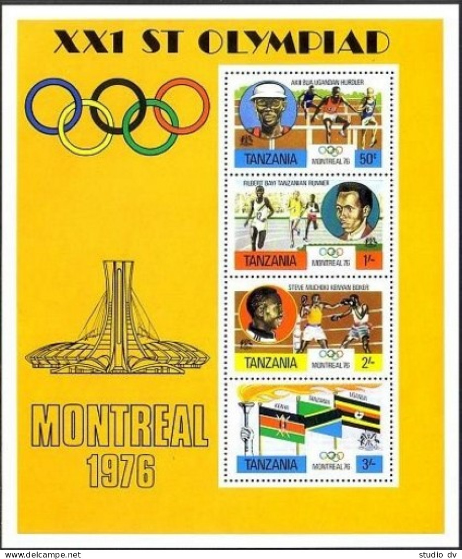 Tanzania 61a, MNH. Olympics Montreal-1976: Akii Bua, Filbert Bayi,Steve Muchoki. - Tanzanie (1964-...)