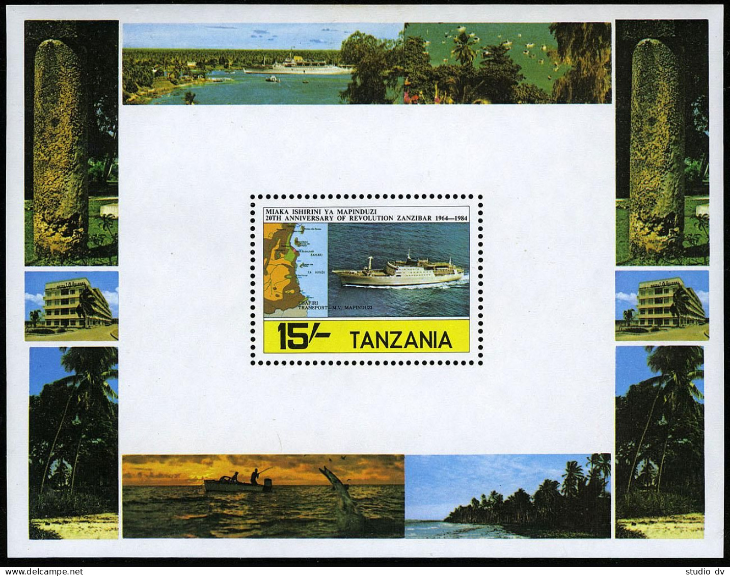 Tanzania 237-240,241, MNH. Mi 237-240, Bl.36. Revolution. Muasisi Kwanza,Fishing - Tanzanie (1964-...)