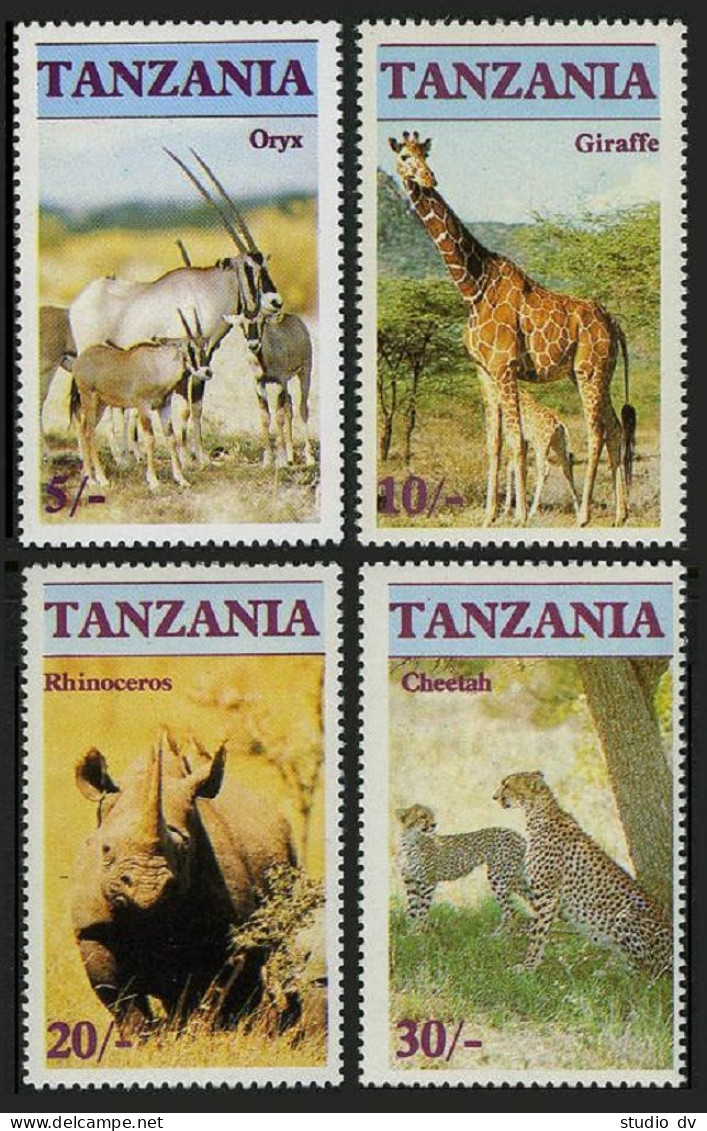 Tanzania 319-322,MNH.Michel 328-331. Wildlife: Giraffe,Rhinoceros,Cheetah.1986. - Tanzanie (1964-...)