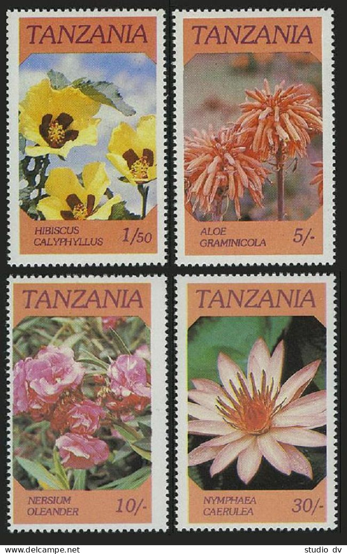 Tanzania 315-318, 318a Sheet, MNH. Mi 324-327, Bl.57 Indigenous Flowers, 1986. - Tanzania (1964-...)