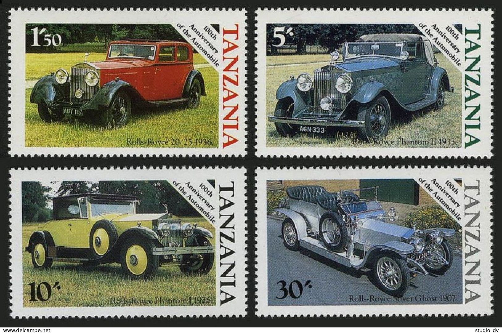 Tanzania 263-266,266a, MNH. Mi 309-312, Bl.53. Classic Autos, 1985. Rolls-Royce. - Tanzanie (1964-...)