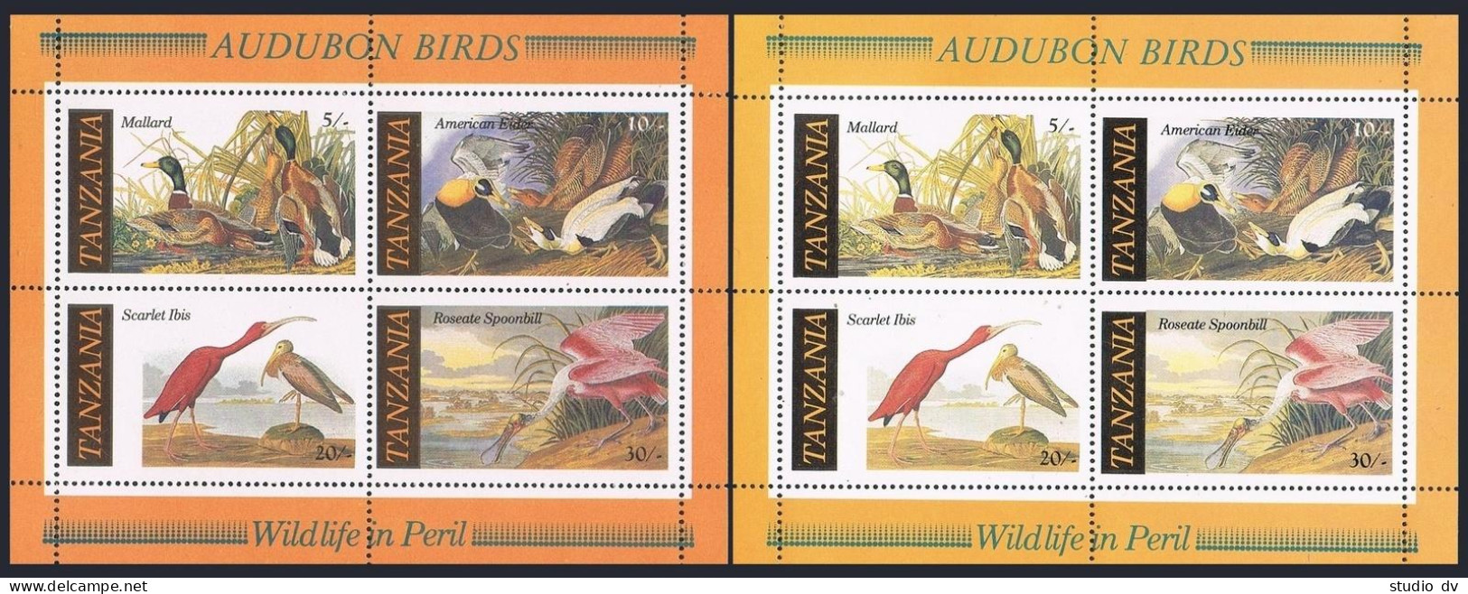 Tanzania 306-09 Sheets,309a,MNH.Michel 315-318,Bl.55. Birds 1986.Mallard,Eider, - Tanzanie (1964-...)