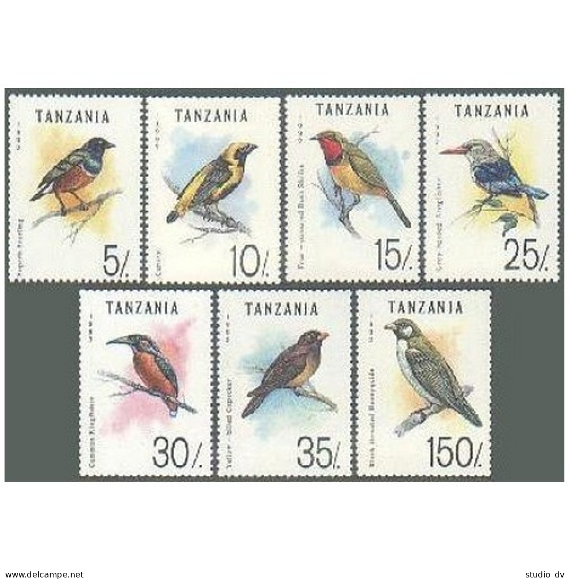 Tanzania 978-985,MNH.Mi 1315-1321,Bl.190. Birds: Starling, Canary, Bush, Cockoo, - Tanzanie (1964-...)