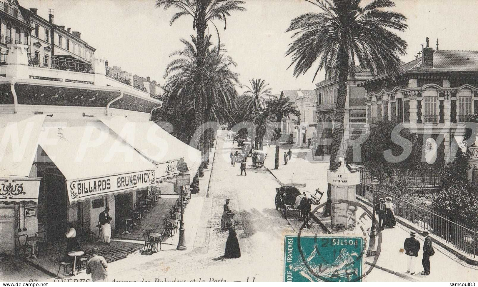 Carte Postale CPA Hyères (83) Avenue Des Palmiers Et La Poste  Billards Brunswick 1911 - Hyeres