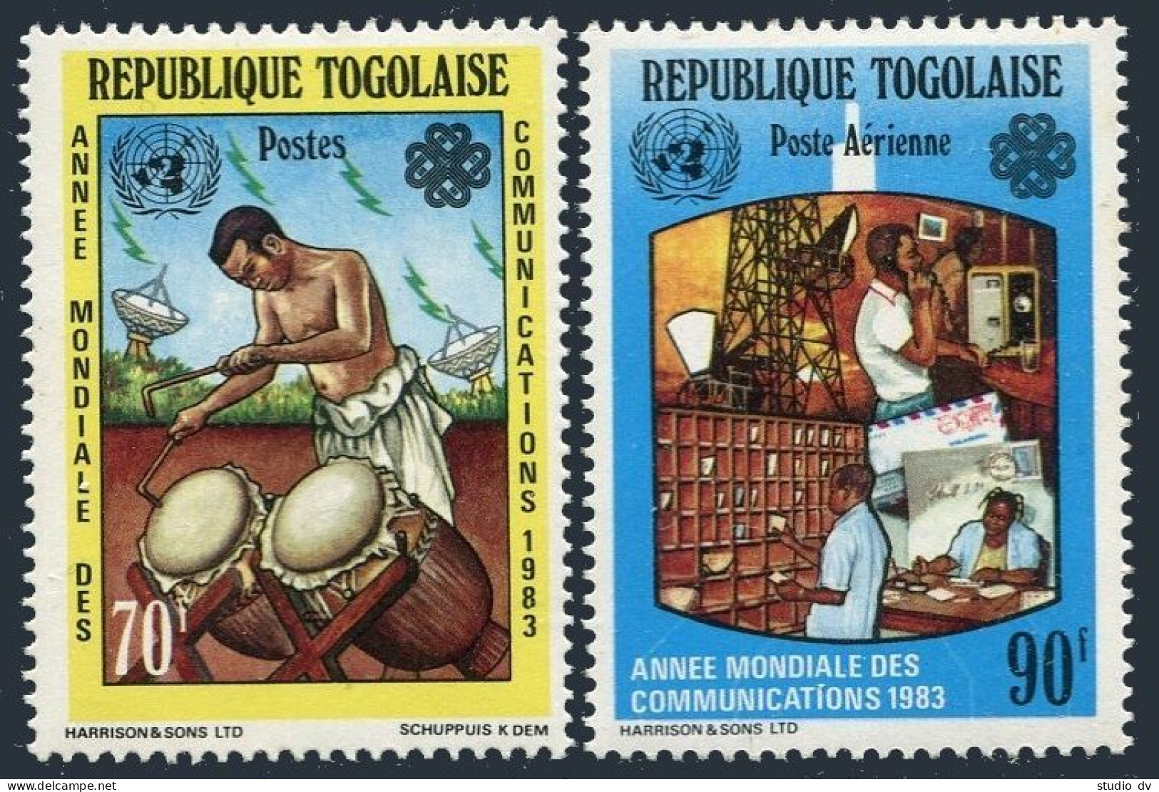 Togo 1172-1173, MNH. Mi 1645-1646. World Communications Year WCY-1973. Drummer. - Togo (1960-...)