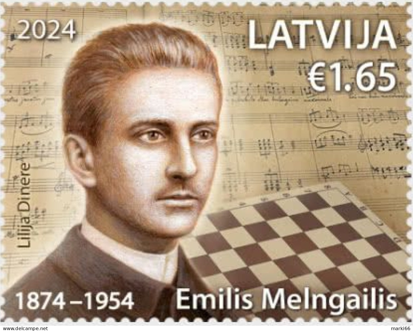 Latvia - 2024 - Emilis Melngails, Latvian Composer And Chess Player - 150th Birth Anniversary - Mint Stamp - Lettonia