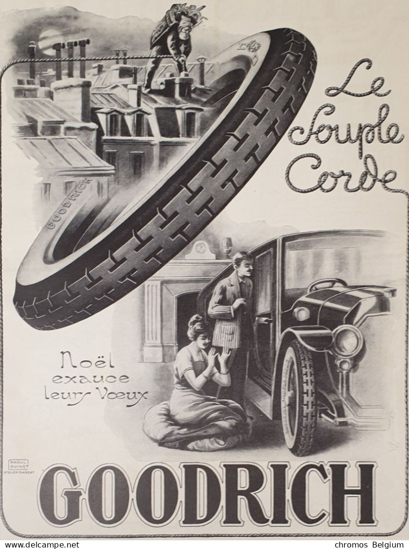 Vintage Reclame Advertentie Bandenmerk GOODRICH 1923  Affiche Publicitaire - Reclame