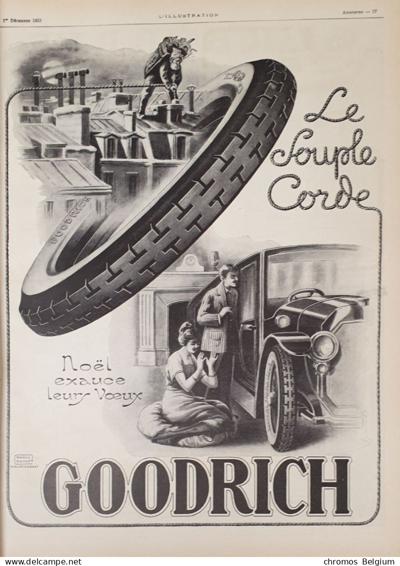 Vintage Reclame Advertentie Bandenmerk GOODRICH 1923  Affiche Publicitaire - Reclame